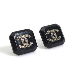 CHANEL Earrings Coco Mark Resin Metal Black Gold Women's e59430i