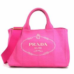 PRADA handbag tote bag canapa canvas pink ladies r10191a