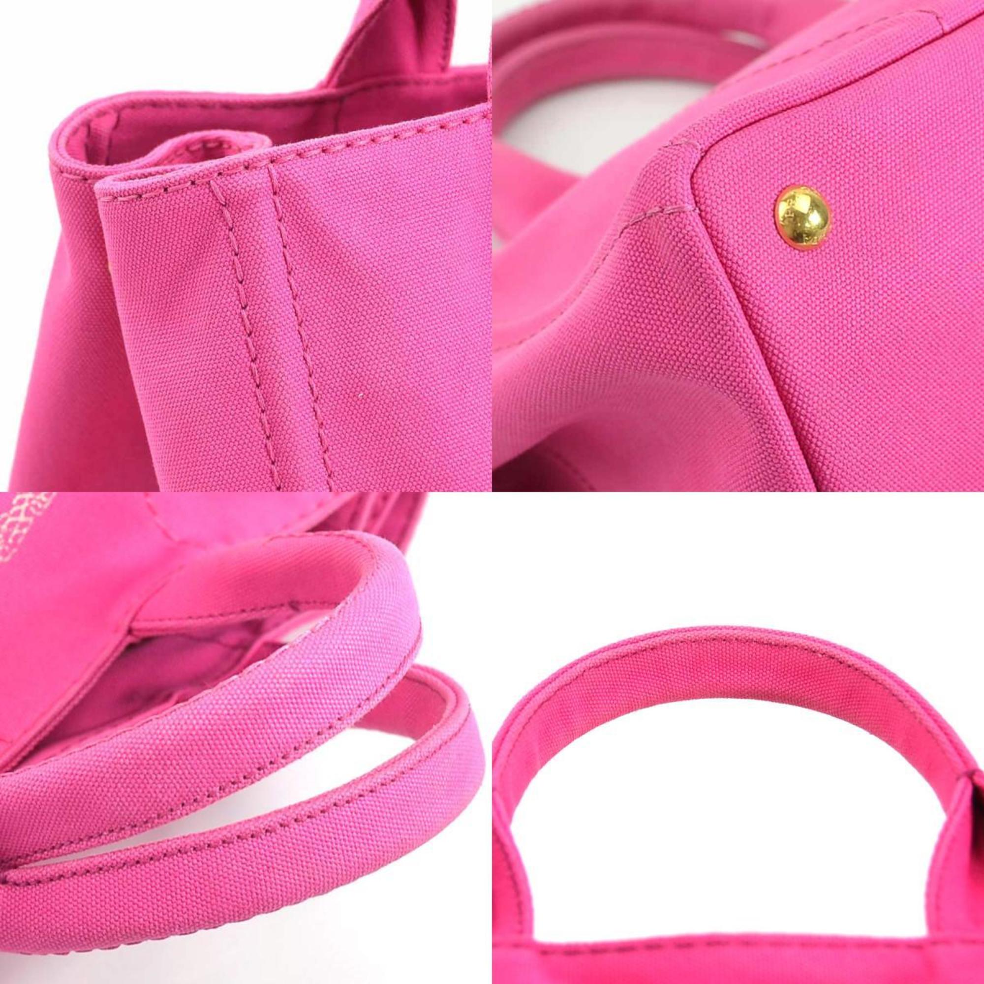 PRADA handbag tote bag canapa canvas pink ladies r10191a