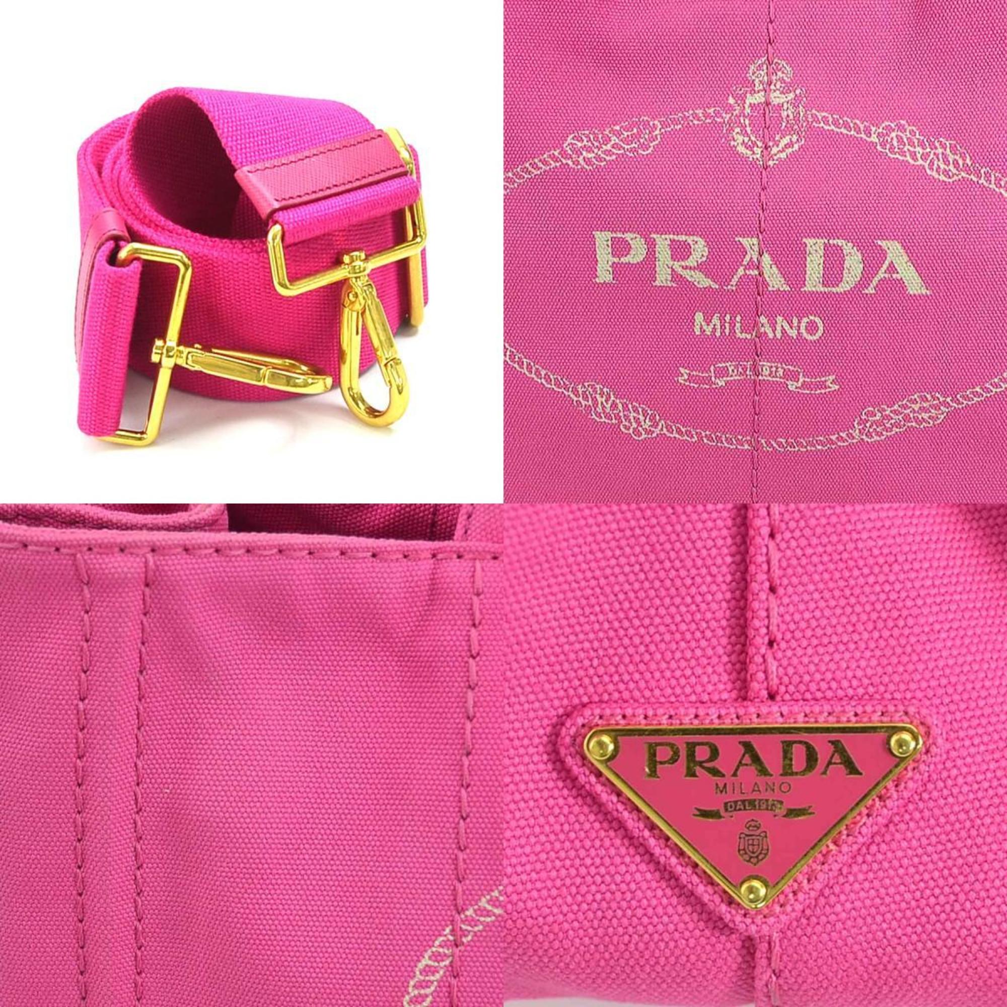 PRADA handbag tote bag canapa canvas pink ladies r10191a