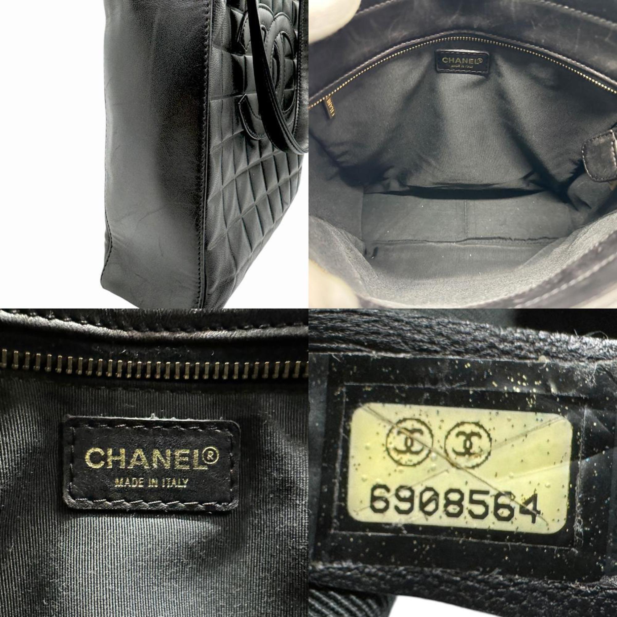 CHANEL Handbag Chocolate Bar Leather Black Women's n0602