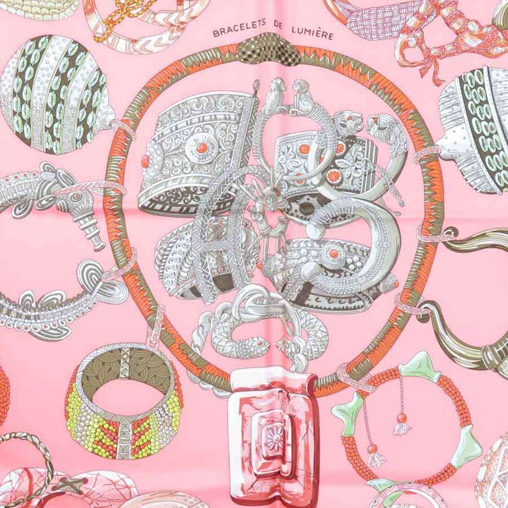 Hermes HERMES Scarf Muffler Carre 90 BRACELETS DE LUMIERE Silk Pink Multicolor Women's e59444a