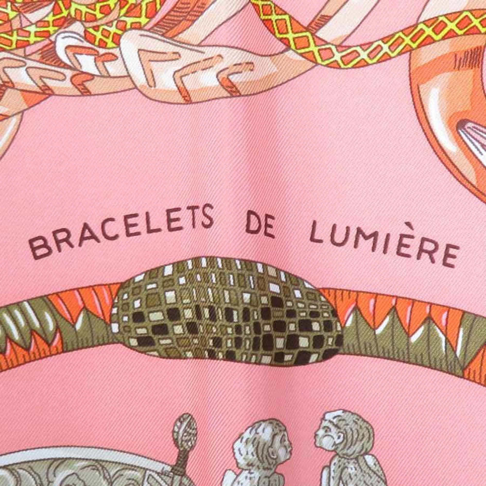 Hermes HERMES Scarf Muffler Carre 90 BRACELETS DE LUMIERE Silk Pink Multicolor Women's e59444a