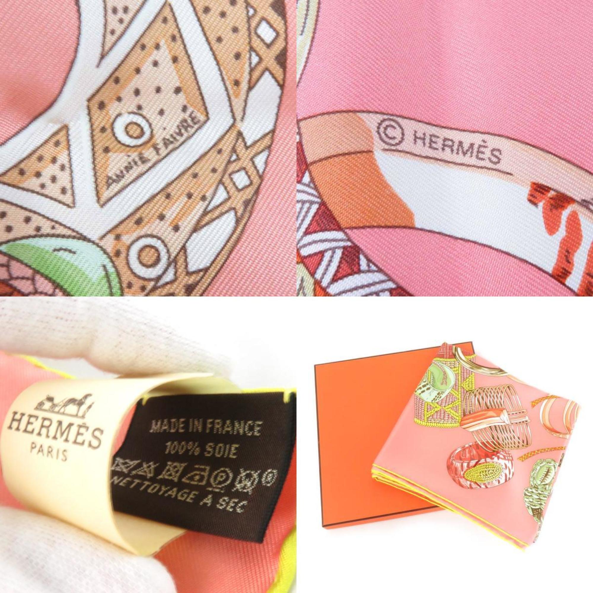 Hermes HERMES Scarf Muffler Carre 90 BRACELETS DE LUMIERE Silk Pink Multicolor Women's e59444a