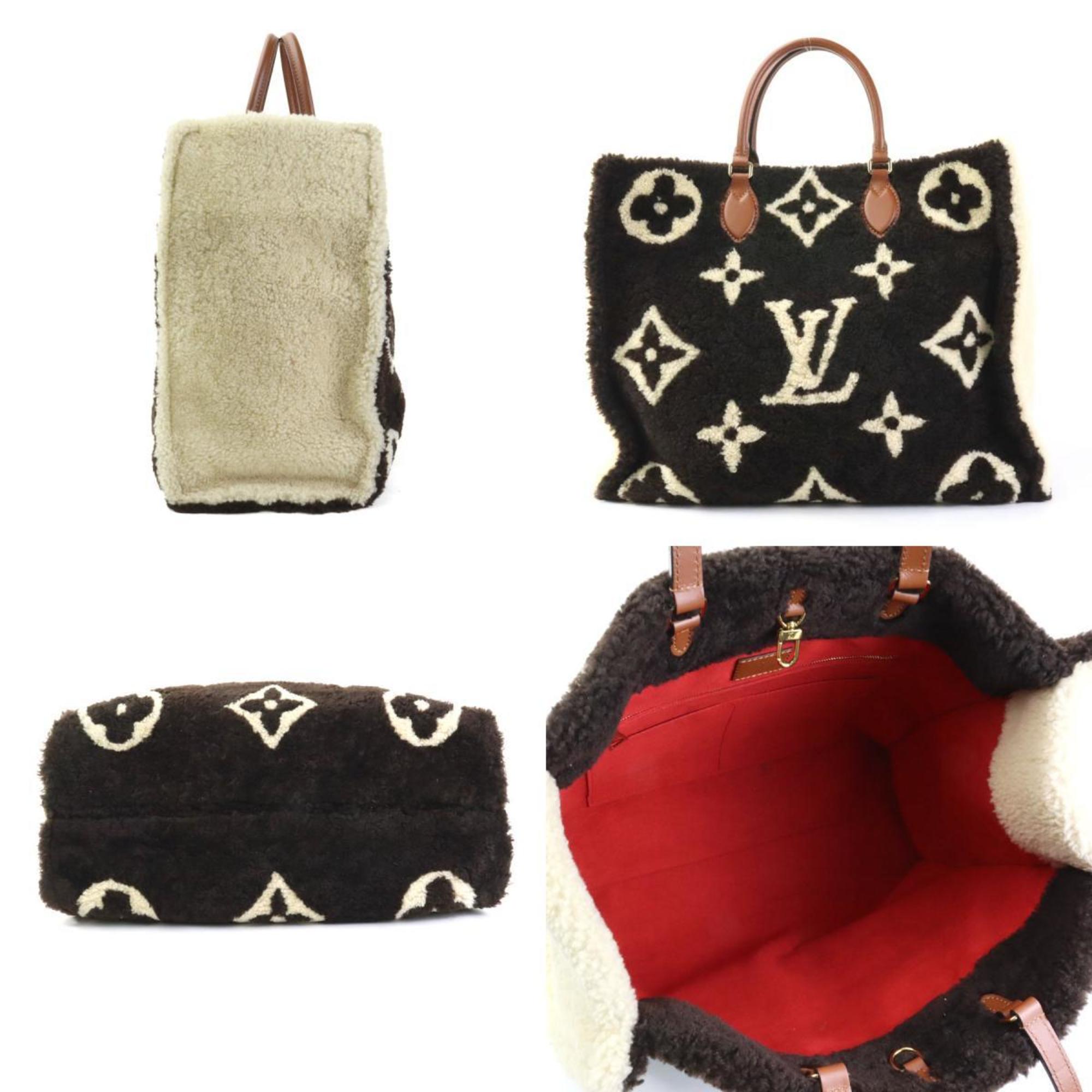 Louis Vuitton LOUIS VUITTON Handbag Monogram Teddy On the Go GM Shearling Brown x Beige Men's Women's M55420 99990i