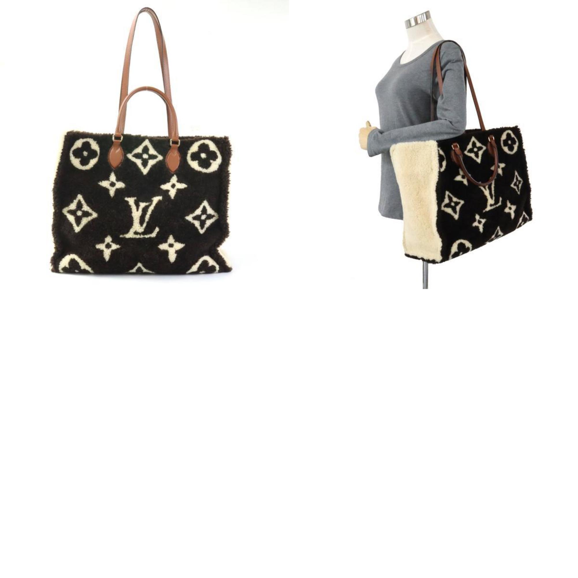 Louis Vuitton LOUIS VUITTON Handbag Monogram Teddy On the Go GM Shearling Brown x Beige Men's Women's M55420 99990i