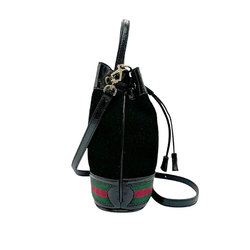 GUCCI Shoulder Bag Handbag Ophidia Suede Patent Leather Black Women's 550621 n0647