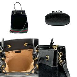 GUCCI Shoulder Bag Handbag Ophidia Suede Patent Leather Black Women's 550621 n0647