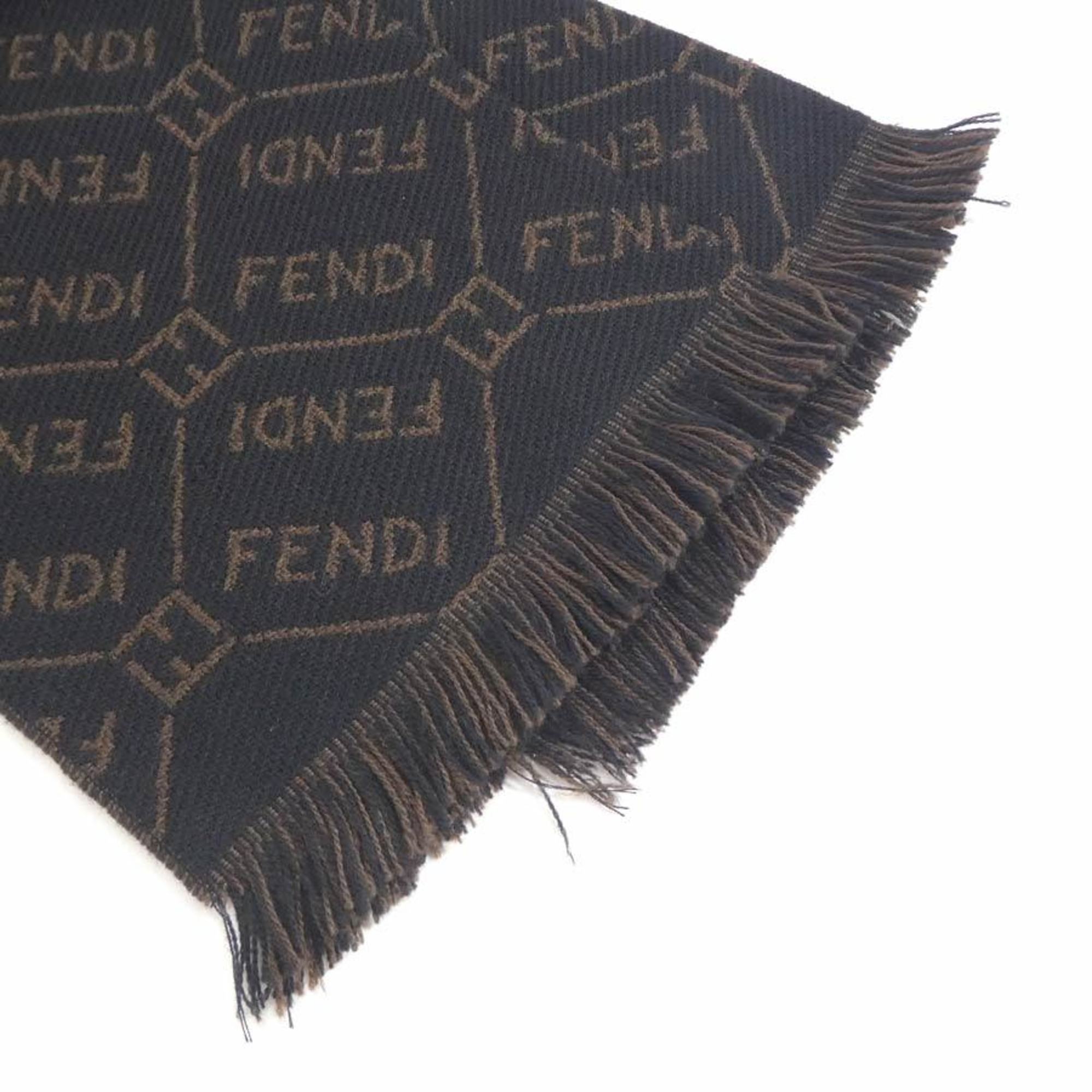 FENDI Wool Scarf Black x Brown Men's r10215j