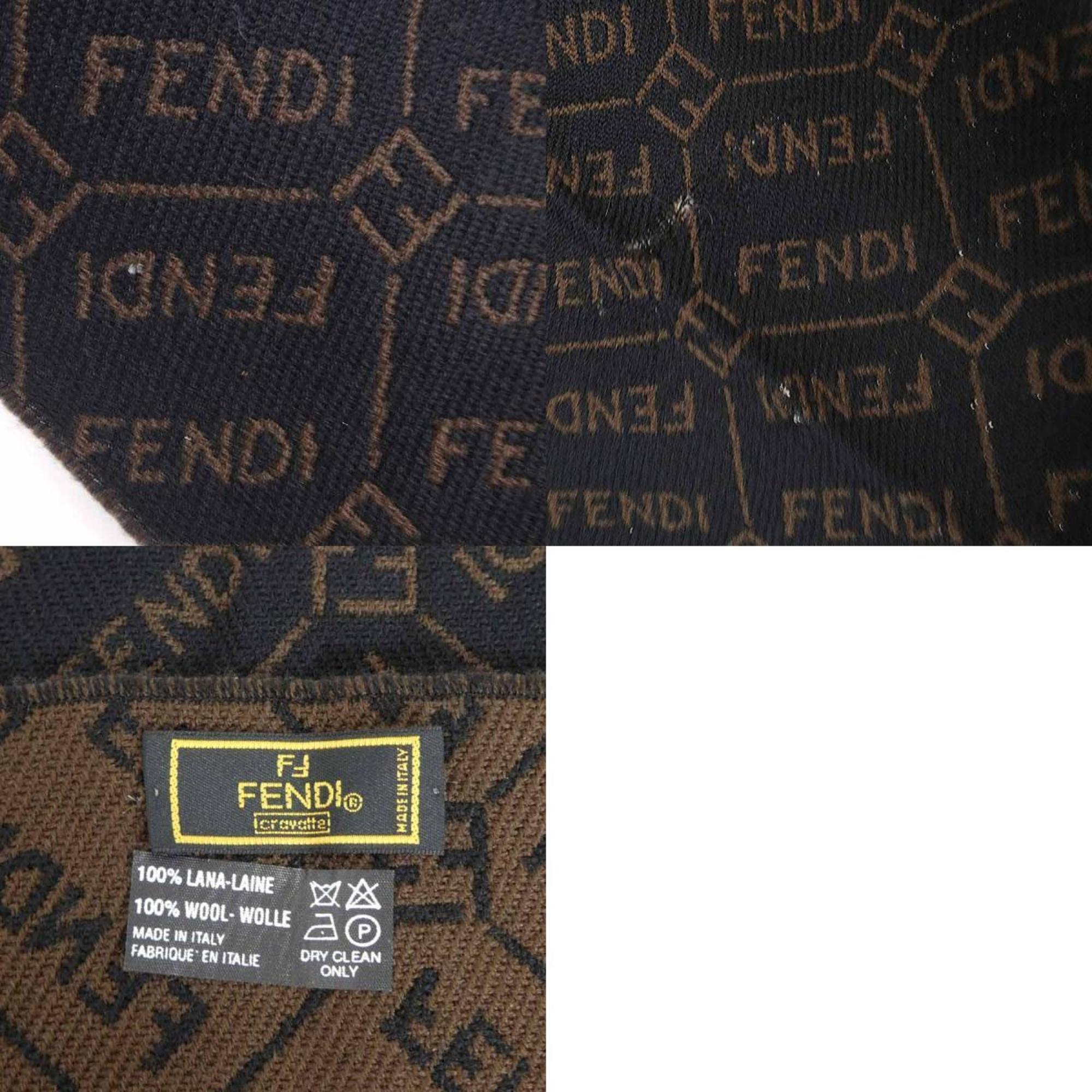 FENDI Wool Scarf Black x Brown Men's r10215j