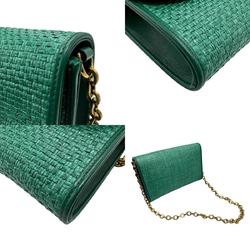 GUCCI Shoulder Bag Horsebit Straw Green Women's 655667 n0622