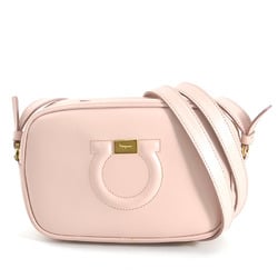 Salvatore Ferragamo Shoulder Bag Gancini Leather Light Pink Gold Women's e59414g