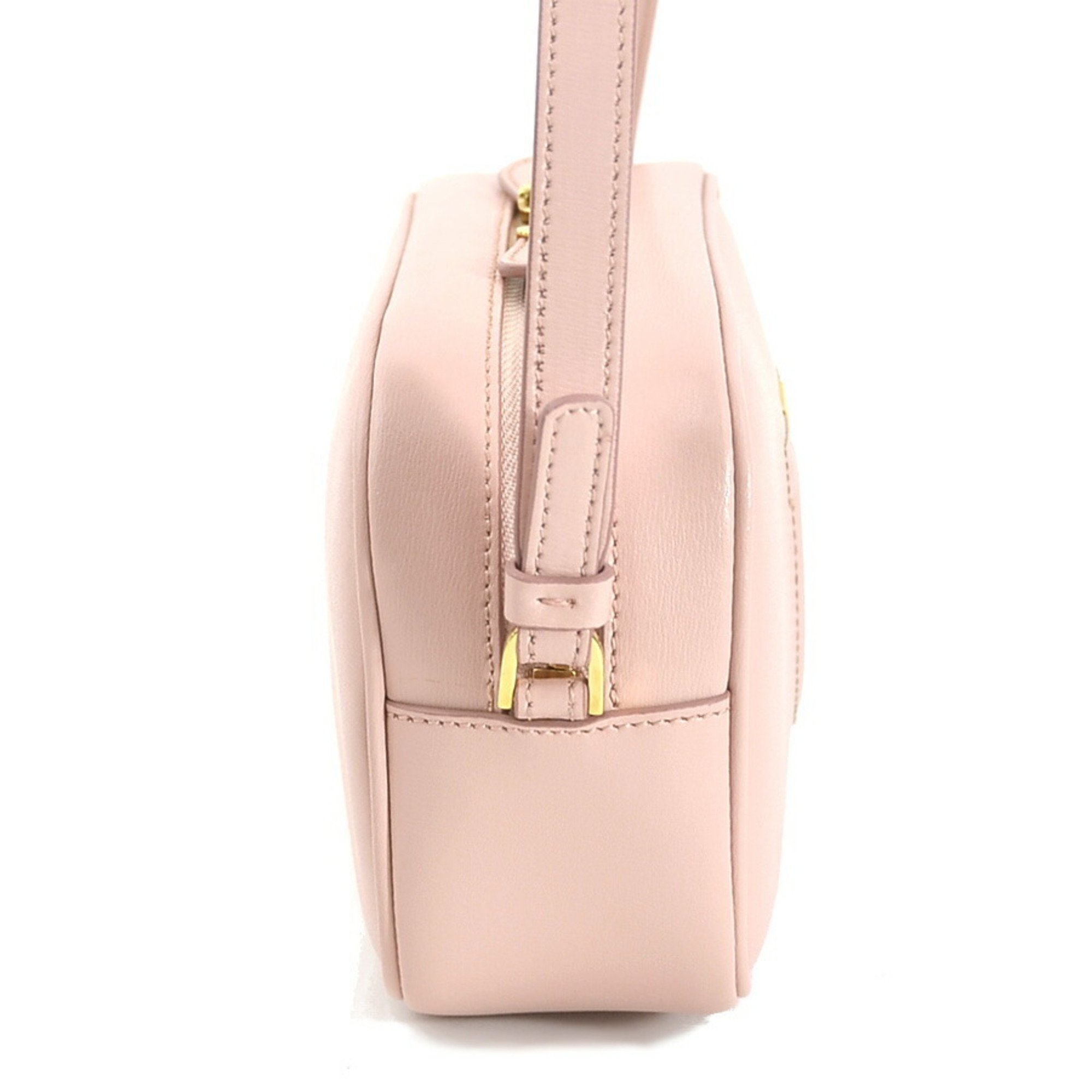 Salvatore Ferragamo Shoulder Bag Gancini Leather Light Pink Gold Women's e59414g