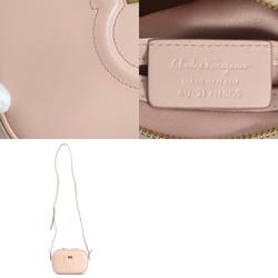 Salvatore Ferragamo Shoulder Bag Gancini Leather Light Pink Gold Women's e59414g