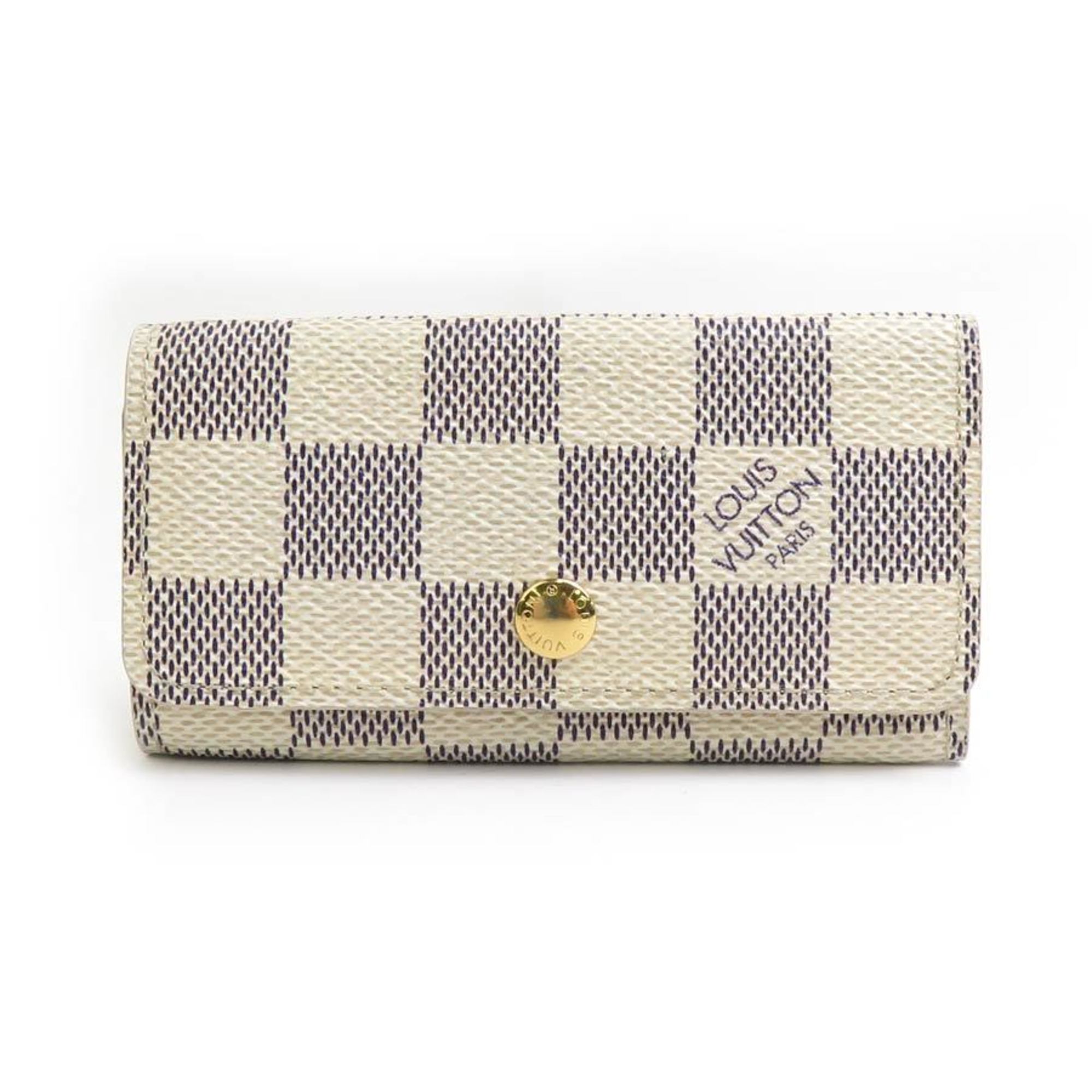 Louis Vuitton LOUIS VUITTON Key Case Damier Azur Multicle 4 Canvas Ivory Men's Women's N60386 r10205a