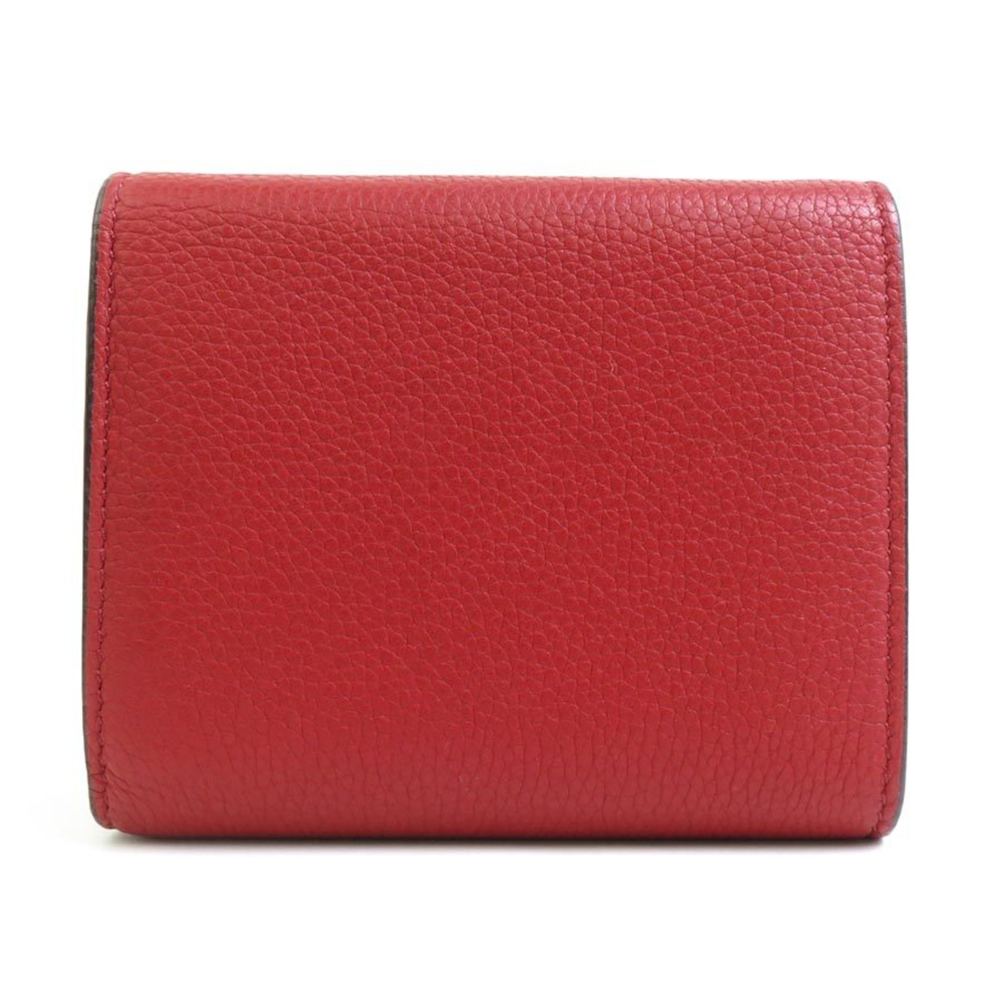 CELINE Small Folded Multi-Function Tri-Fold Wallet Leather Red Women's r10206a