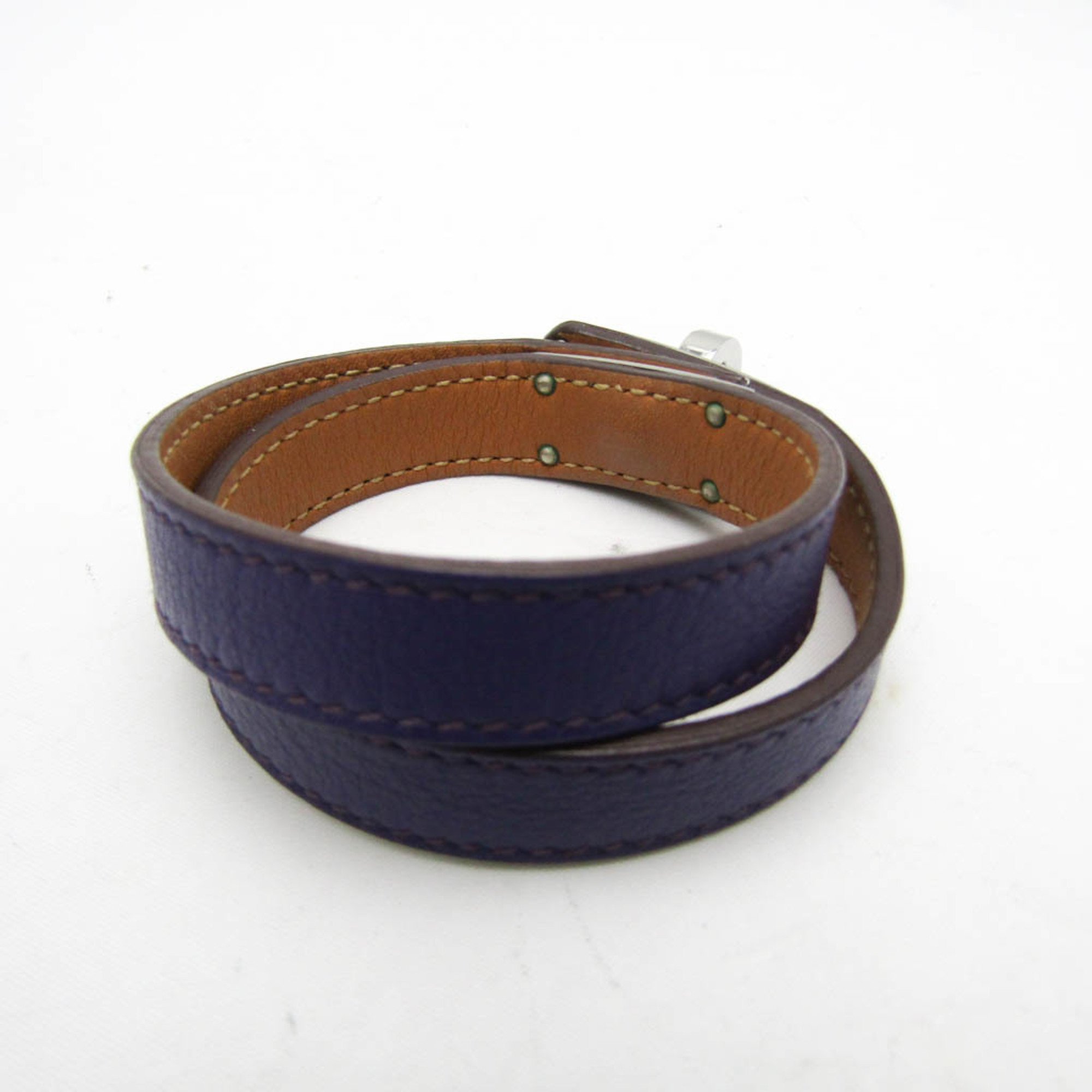 Hermes Kelly De Bourtour Leather,Metal Bangle Purple