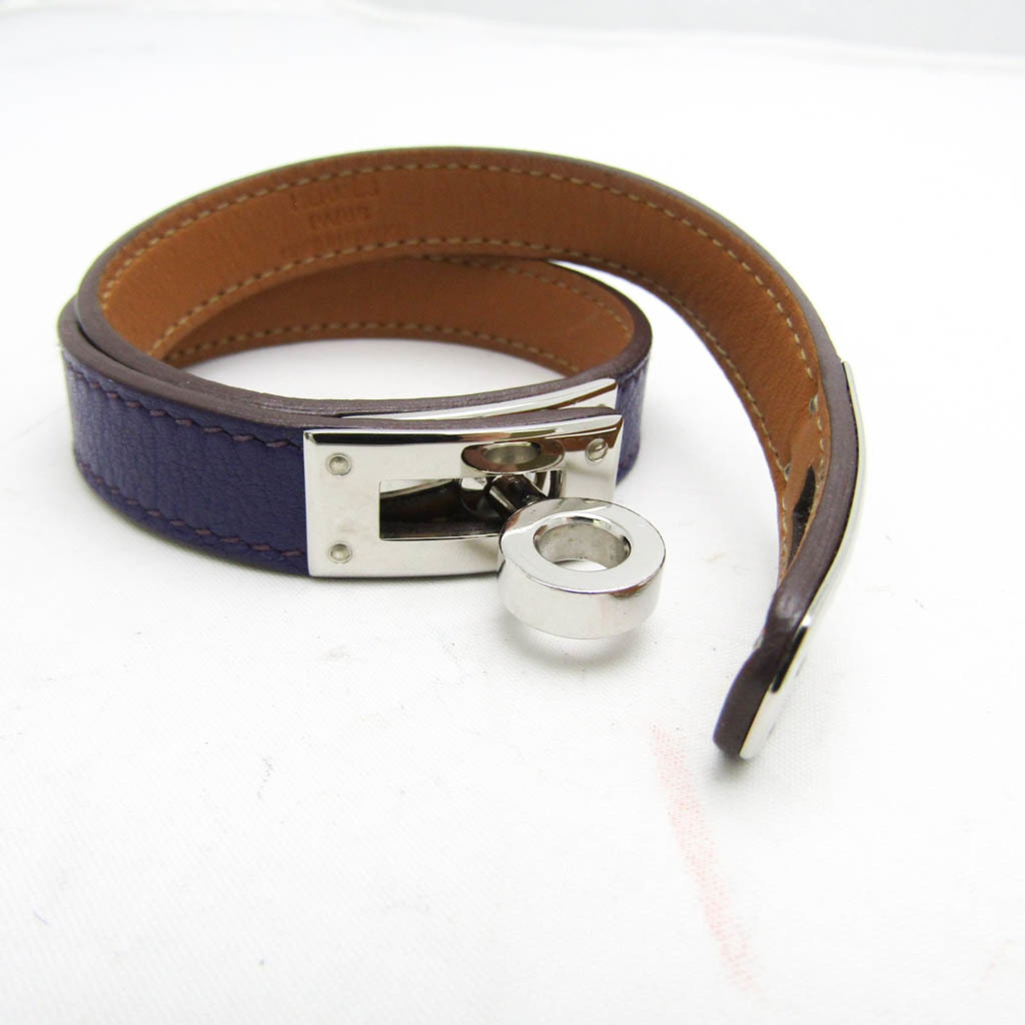 Hermes Kelly De Bourtour Leather,Metal Bangle Purple