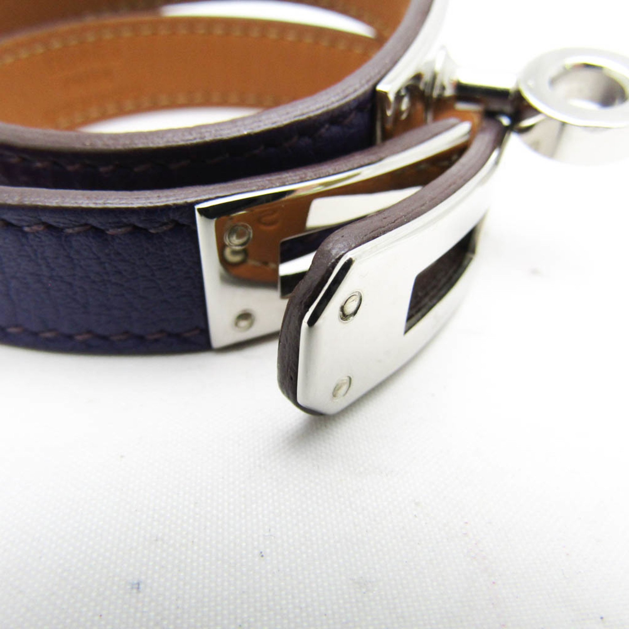 Hermes Kelly De Bourtour Leather,Metal Bangle Purple