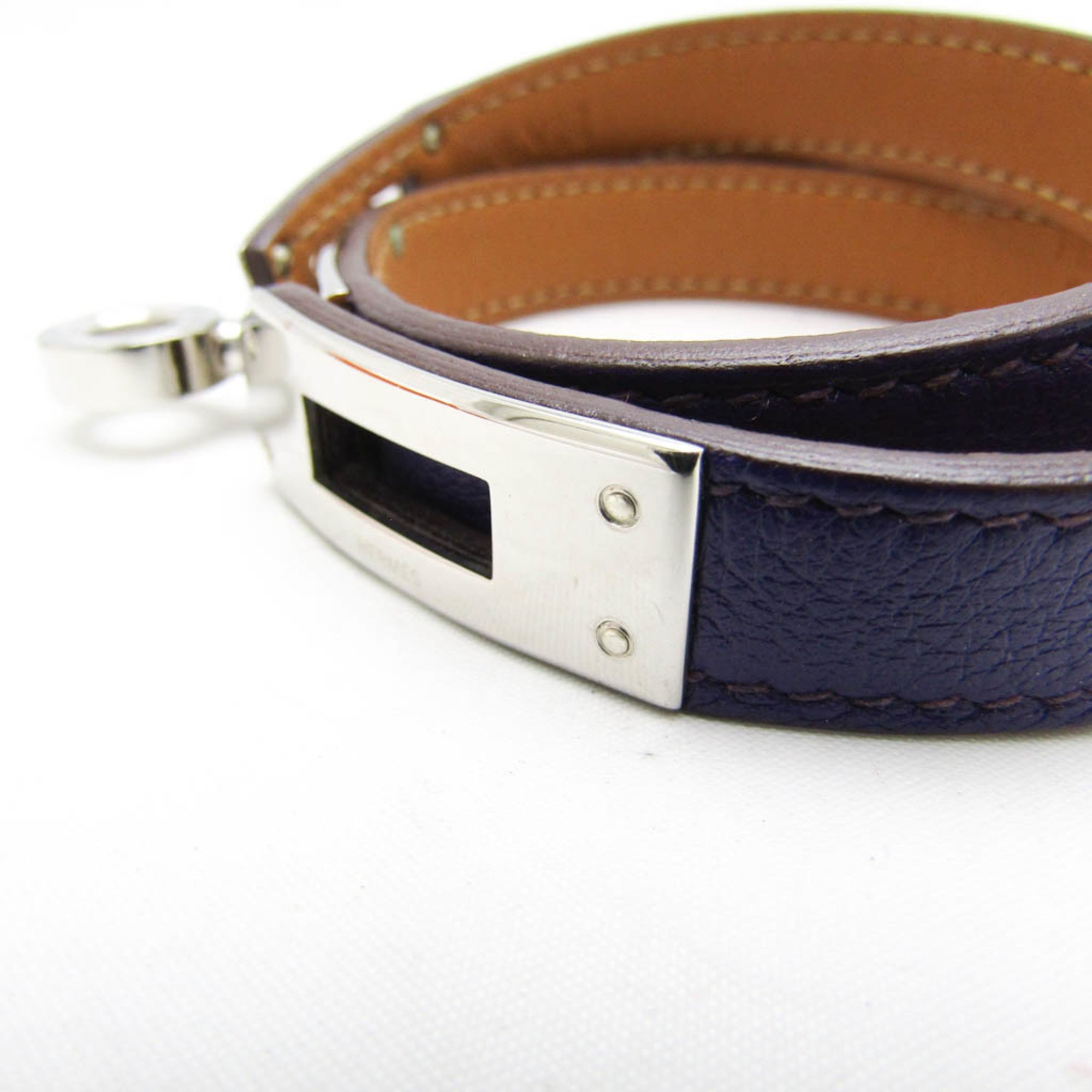 Hermes Kelly De Bourtour Leather,Metal Bangle Purple