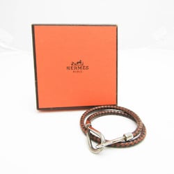 Hermes Jumbo Braided Choker Leather,Metal Bangle Black,Brown