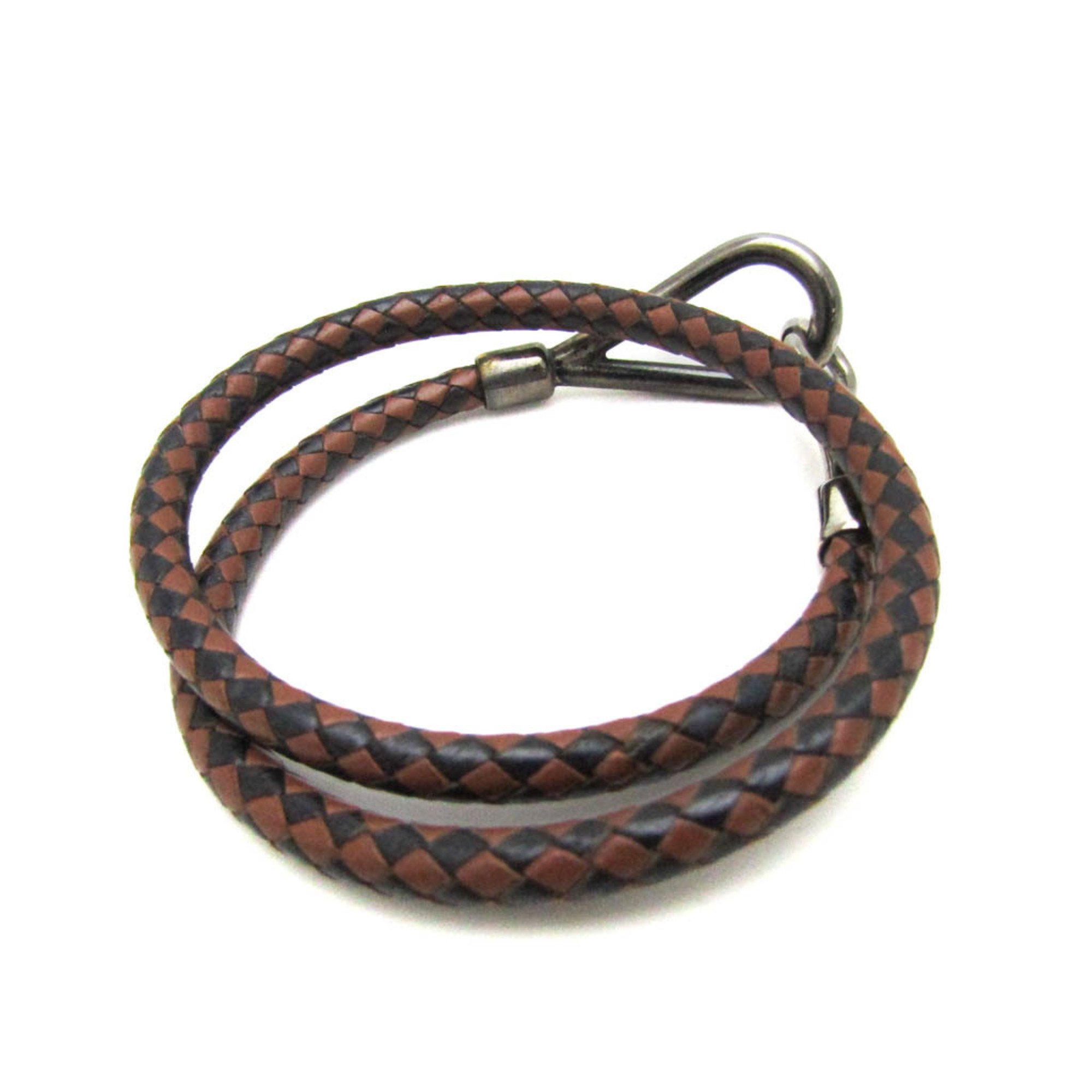 Hermes Jumbo Braided Choker Leather,Metal Bangle Black,Brown