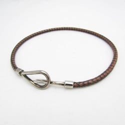 Hermes Jumbo Braided Choker Leather,Metal Bangle Black,Brown