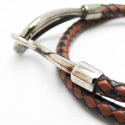 Hermes Jumbo Braided Choker Leather,Metal Bangle Black,Brown