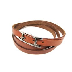 Hermes API III Long Leather Charm Bracelet Brown