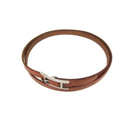 Hermes API III Long Leather Charm Bracelet Brown