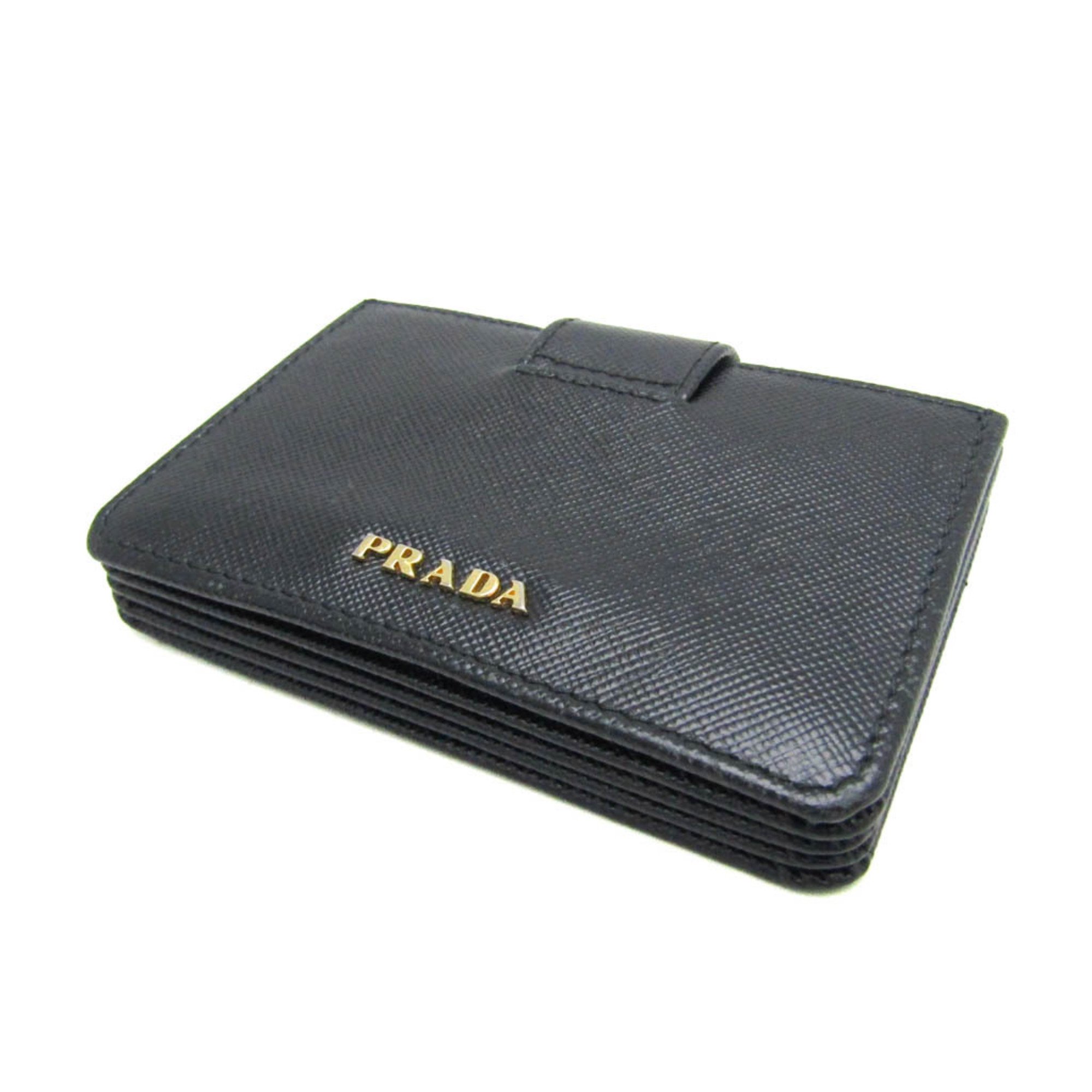 Prada SAFFIANO METAL 1MC211 Leather Card Case Black