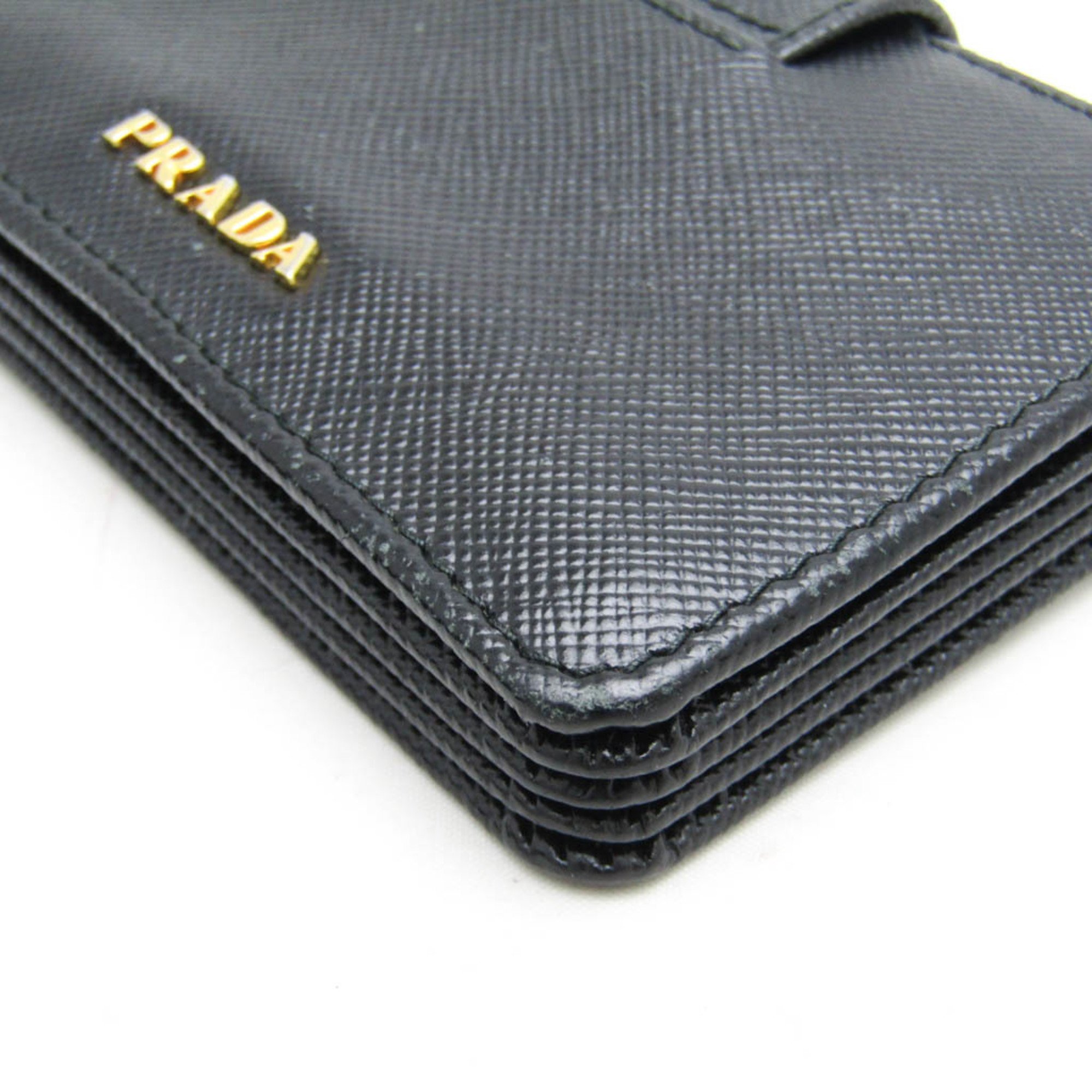 Prada SAFFIANO METAL 1MC211 Leather Card Case Black