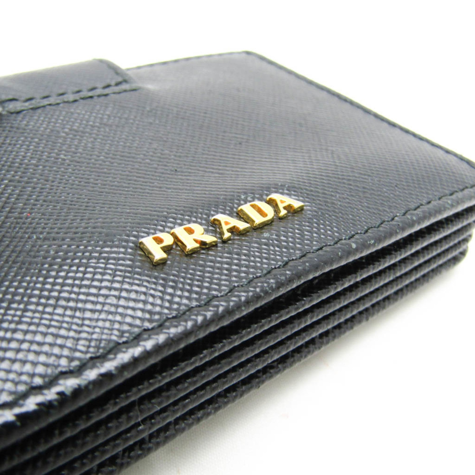 Prada SAFFIANO METAL 1MC211 Leather Card Case Black