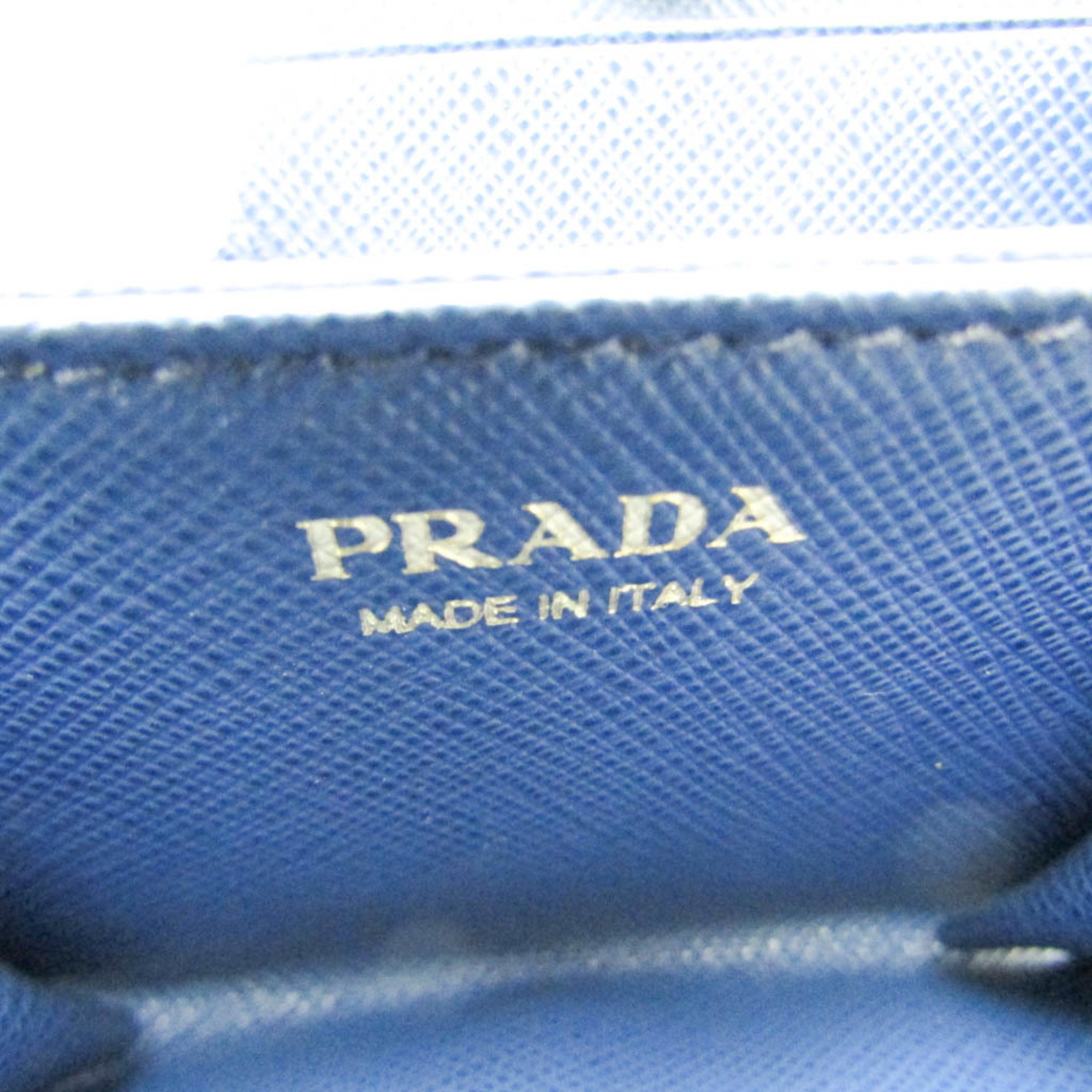 Prada SAFFIANO METAL 1MM268 Women's Leather Coin Purse/coin Case Blue