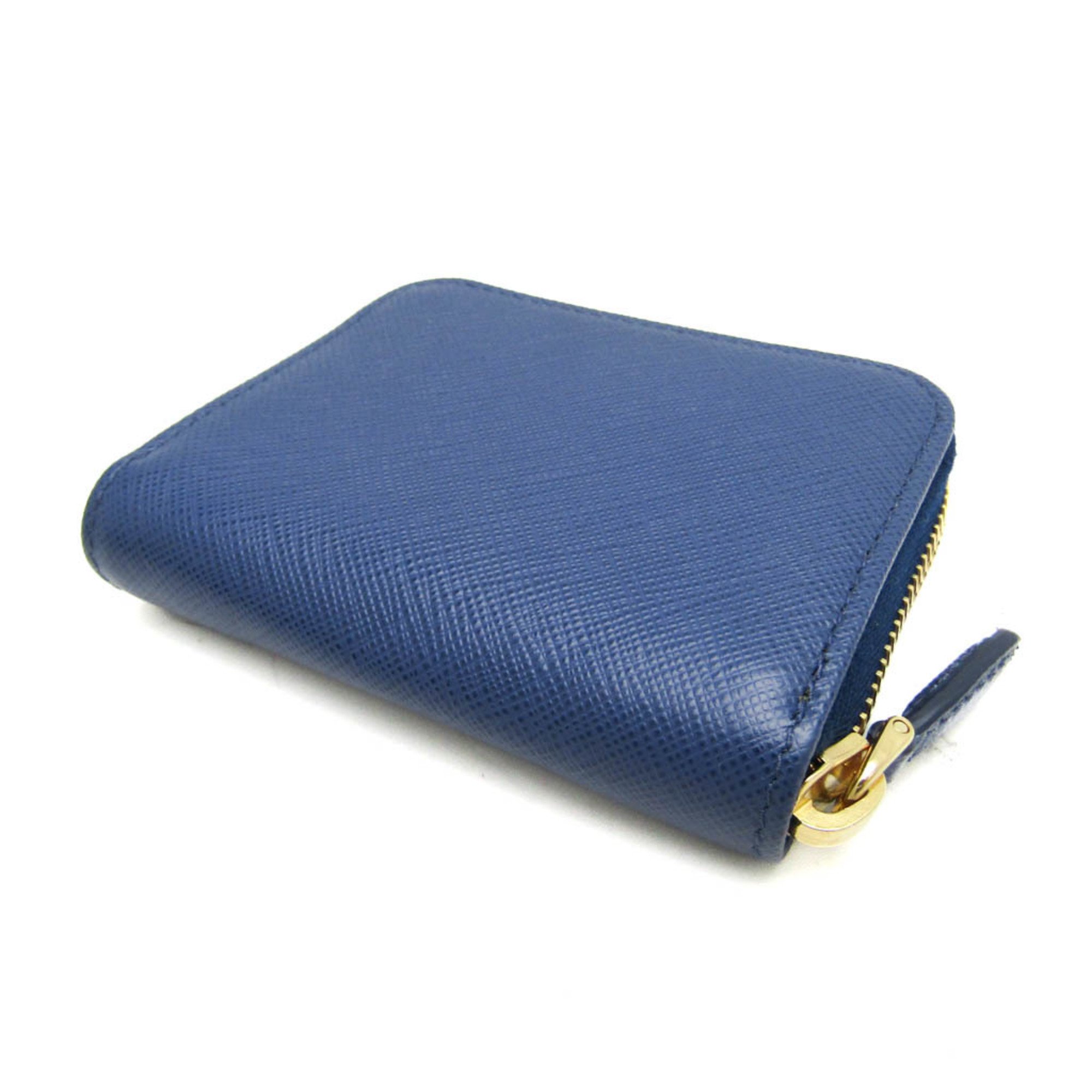 Prada SAFFIANO METAL 1MM268 Women's Leather Coin Purse/coin Case Blue