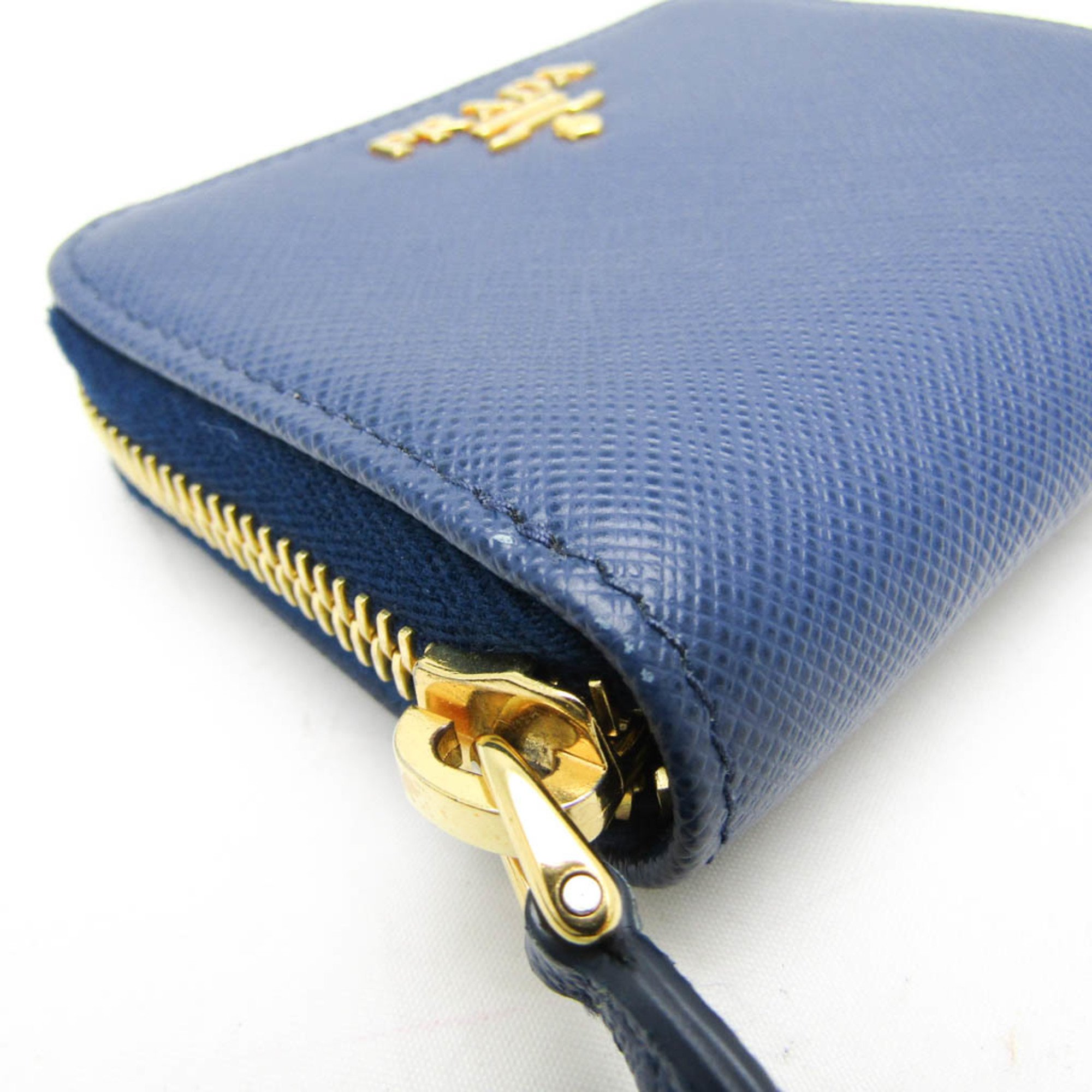 Prada SAFFIANO METAL 1MM268 Women's Leather Coin Purse/coin Case Blue