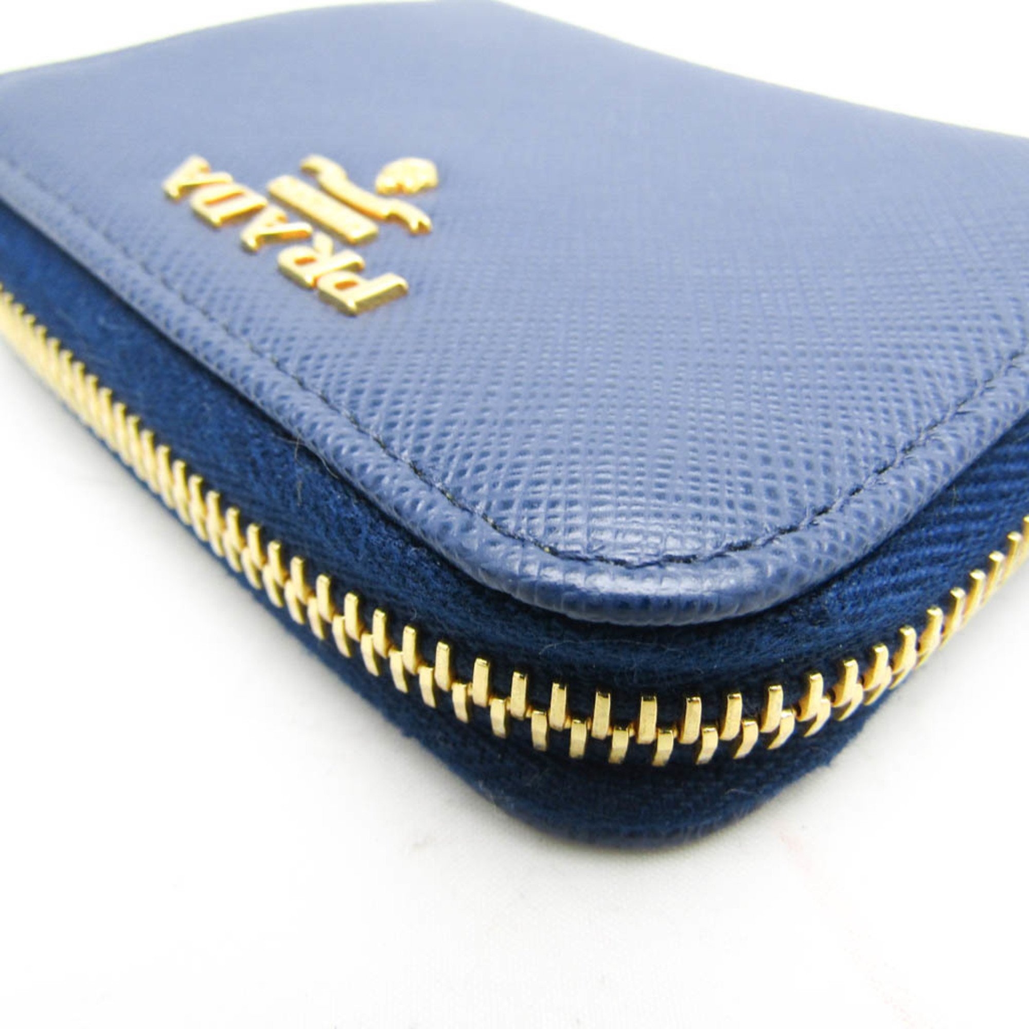 Prada SAFFIANO METAL 1MM268 Women's Leather Coin Purse/coin Case Blue