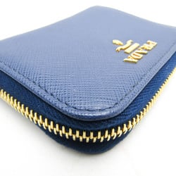 Prada SAFFIANO METAL 1MM268 Women's Leather Coin Purse/coin Case Blue