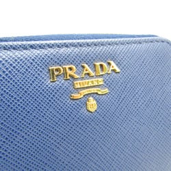 Prada SAFFIANO METAL 1MM268 Women's Leather Coin Purse/coin Case Blue