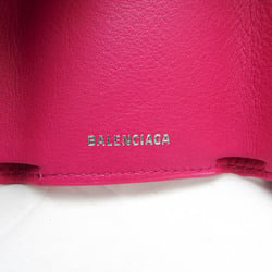 Balenciaga Paper Mini 391446 Women's Leather Wallet (tri-fold) Pink