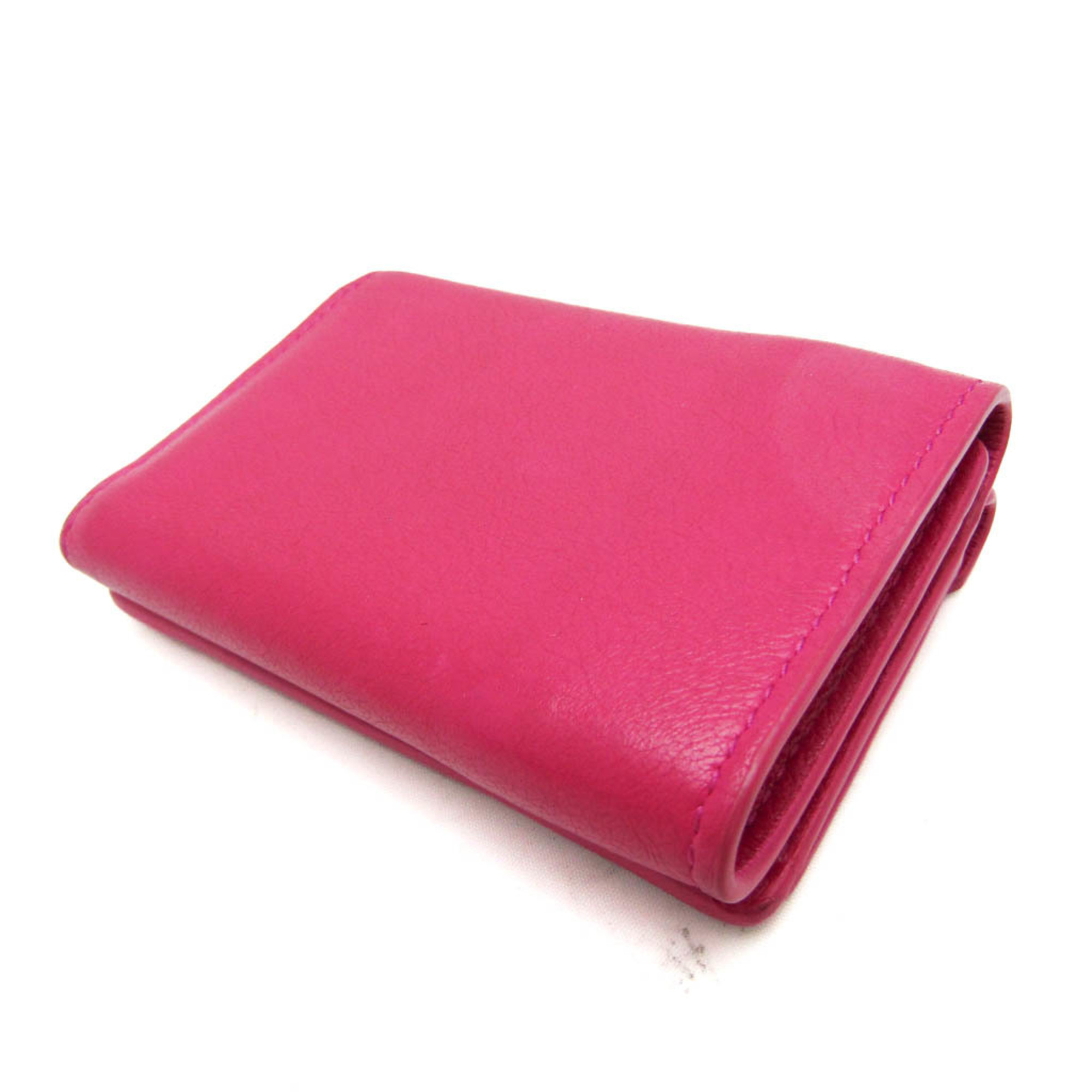 Balenciaga Paper Mini 391446 Women's Leather Wallet (tri-fold) Pink