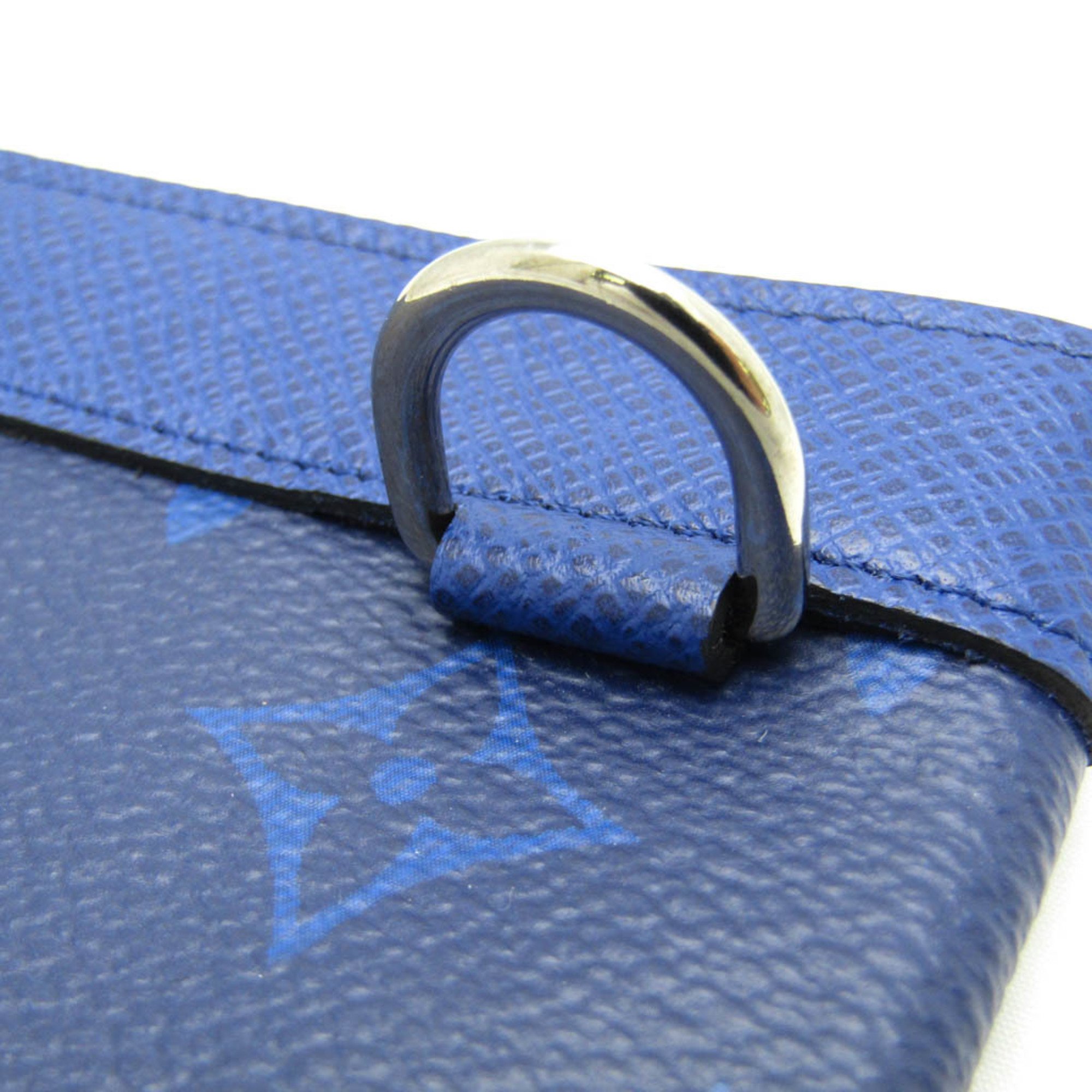 Louis Vuitton Taiga Pochette Discovery PM M30278 Men's Clutch Bag Cobalt