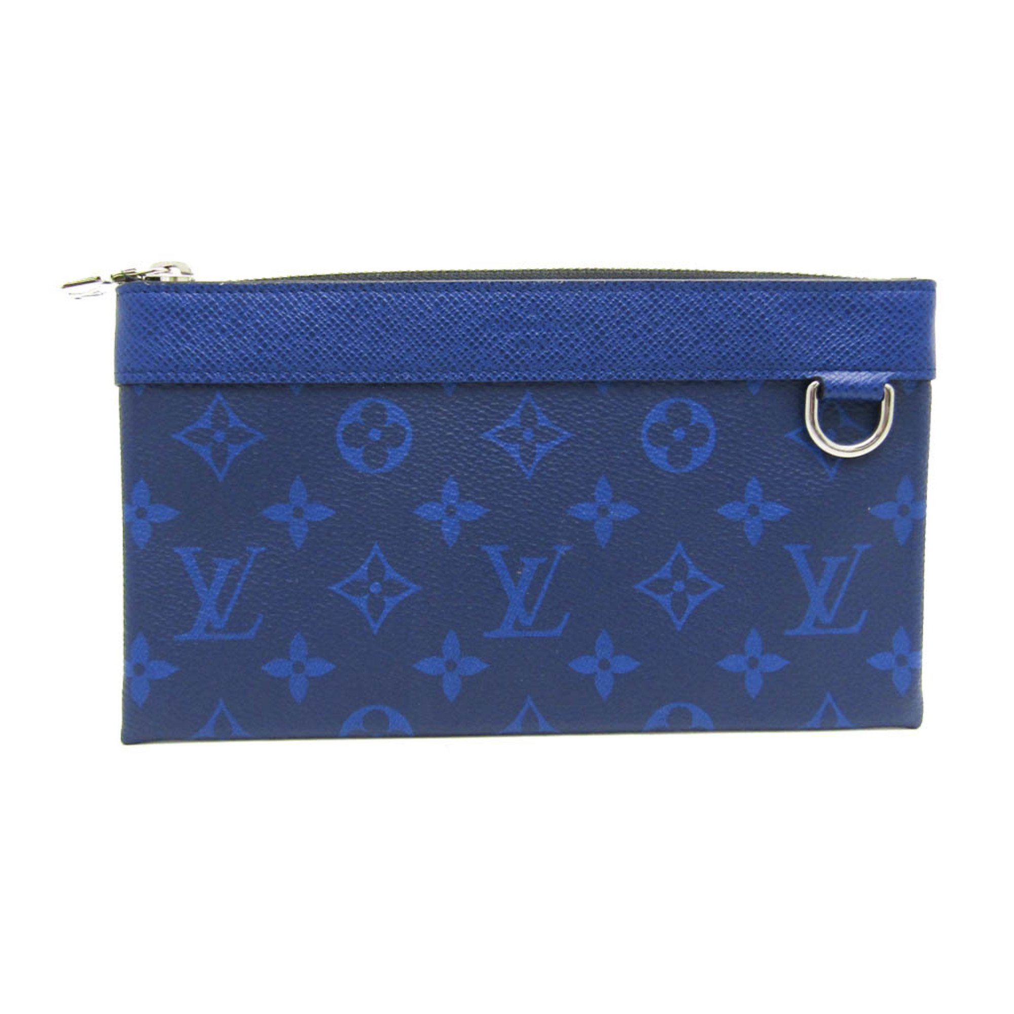 Louis Vuitton Taiga Pochette Discovery PM M30278 Men's Clutch Bag Cobalt