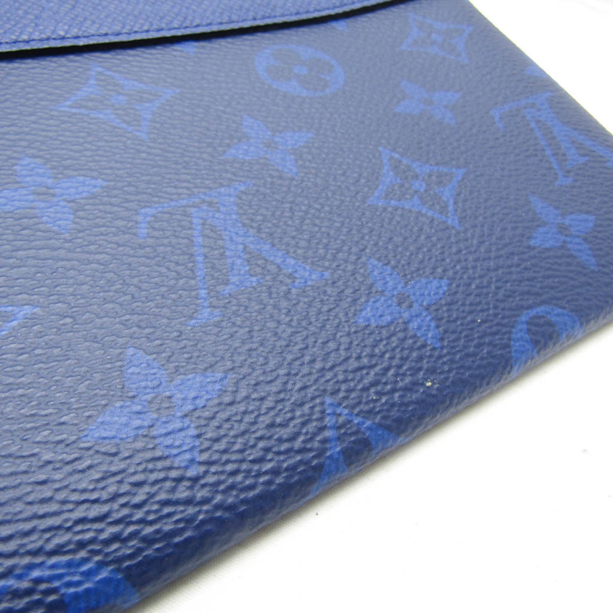 Louis Vuitton Taiga Pochette Discovery PM M30278 Men's Clutch Bag Cobalt