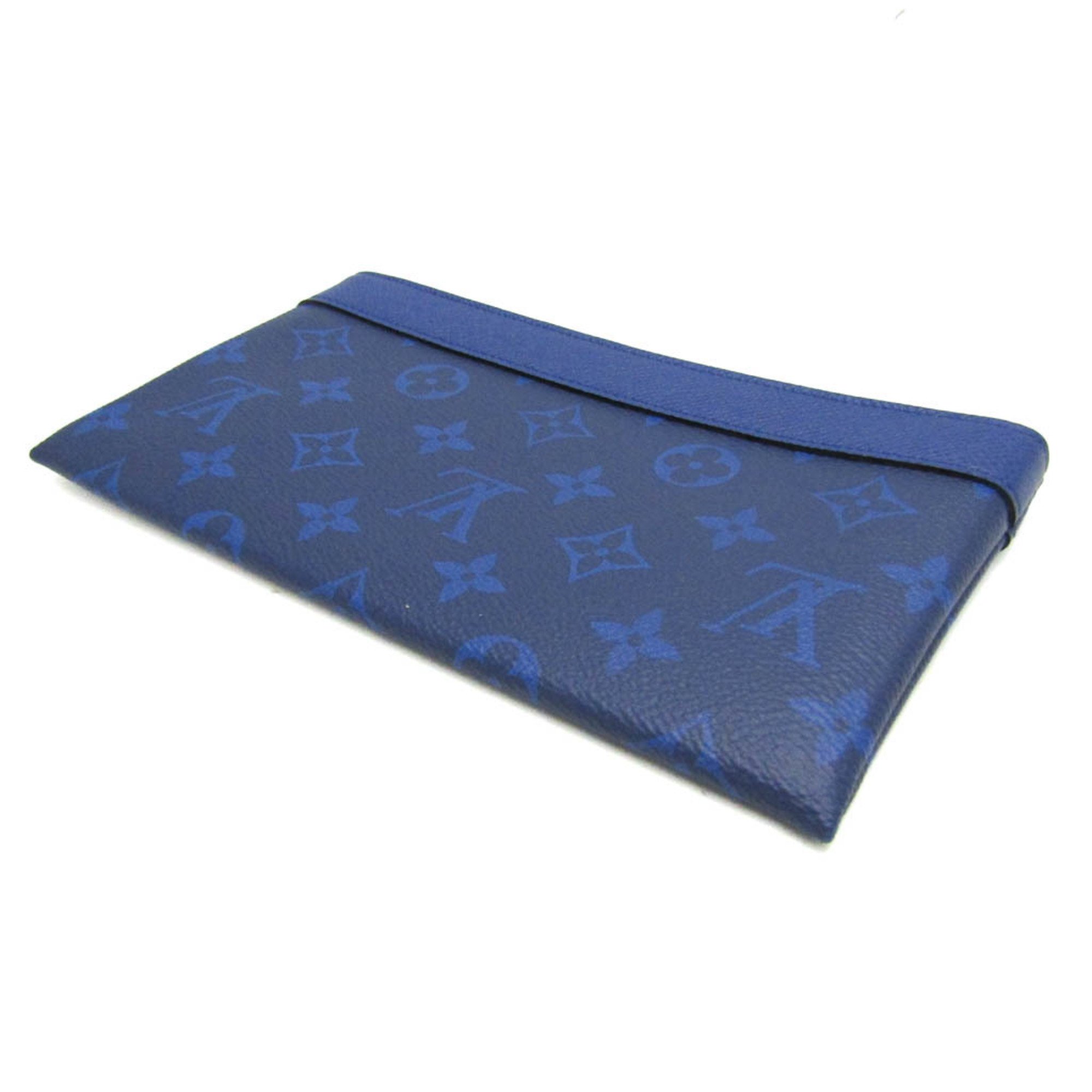 Louis Vuitton Taiga Pochette Discovery PM M30278 Men's Clutch Bag Cobalt