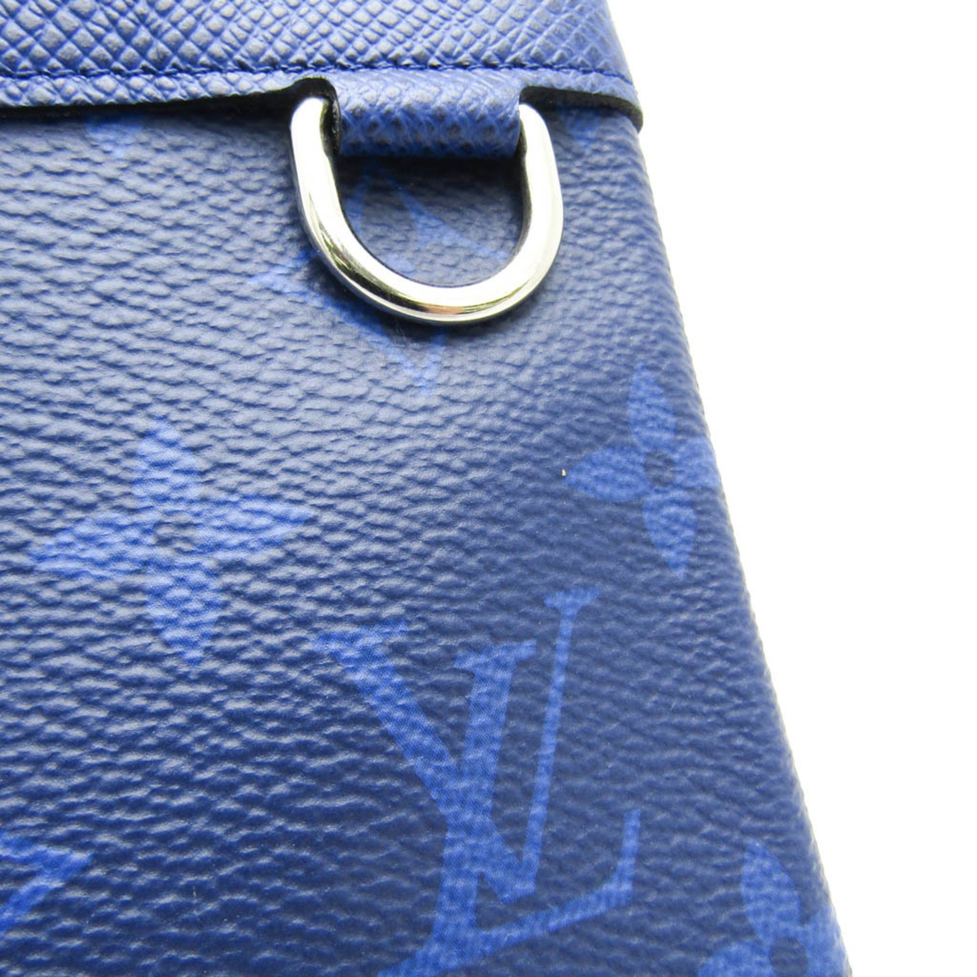 Louis Vuitton Taiga Pochette Discovery PM M30278 Men's Clutch Bag Cobalt