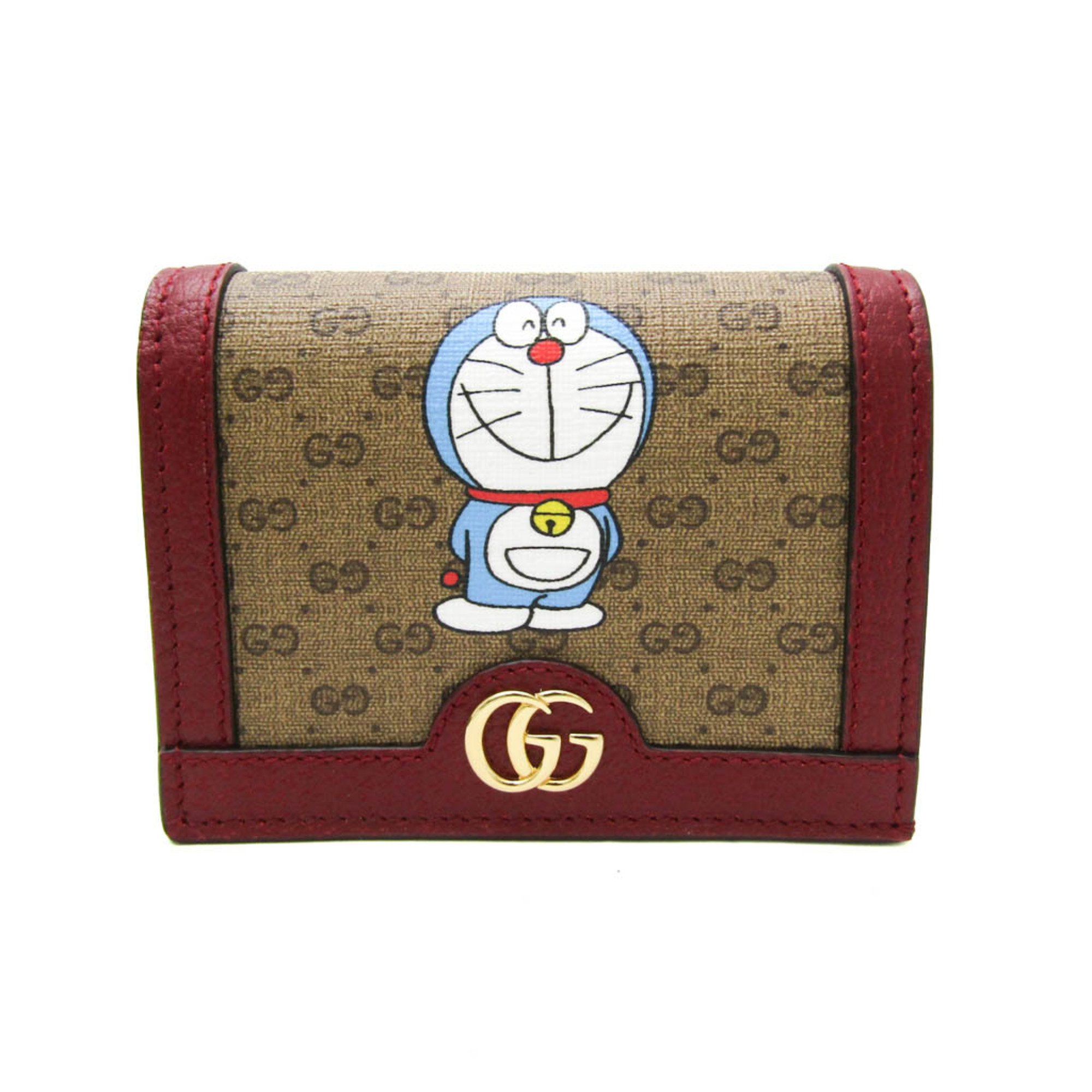 Gucci GG Supreme Doraemon X GUCCI 647788 Men,Women GG Supreme,Leather Wallet (bi-fold) Brown,Wine