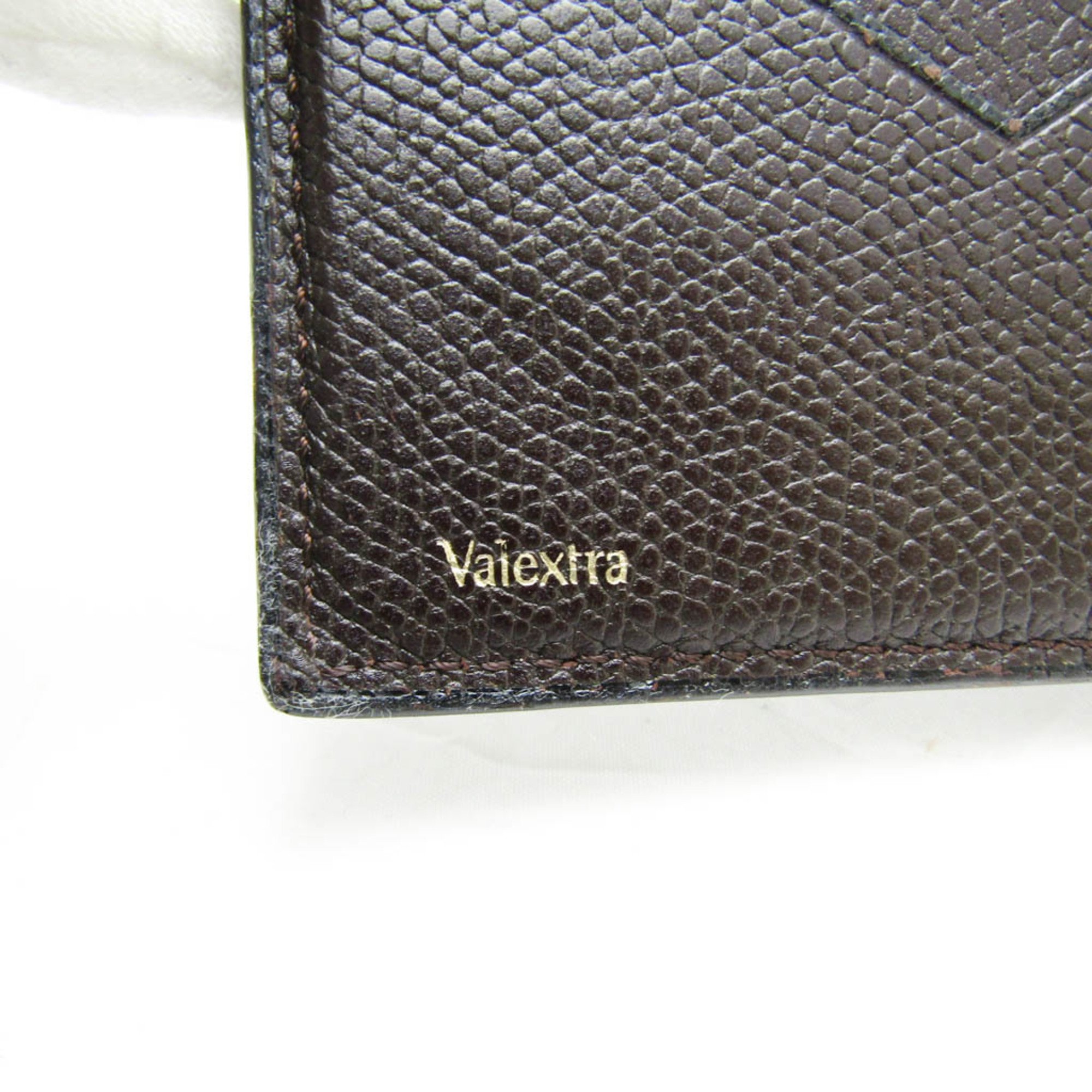 Valextra Men,Women Leather Bill Wallet (bi-fold) Dark Brown