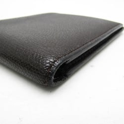 Valextra Men,Women Leather Bill Wallet (bi-fold) Dark Brown