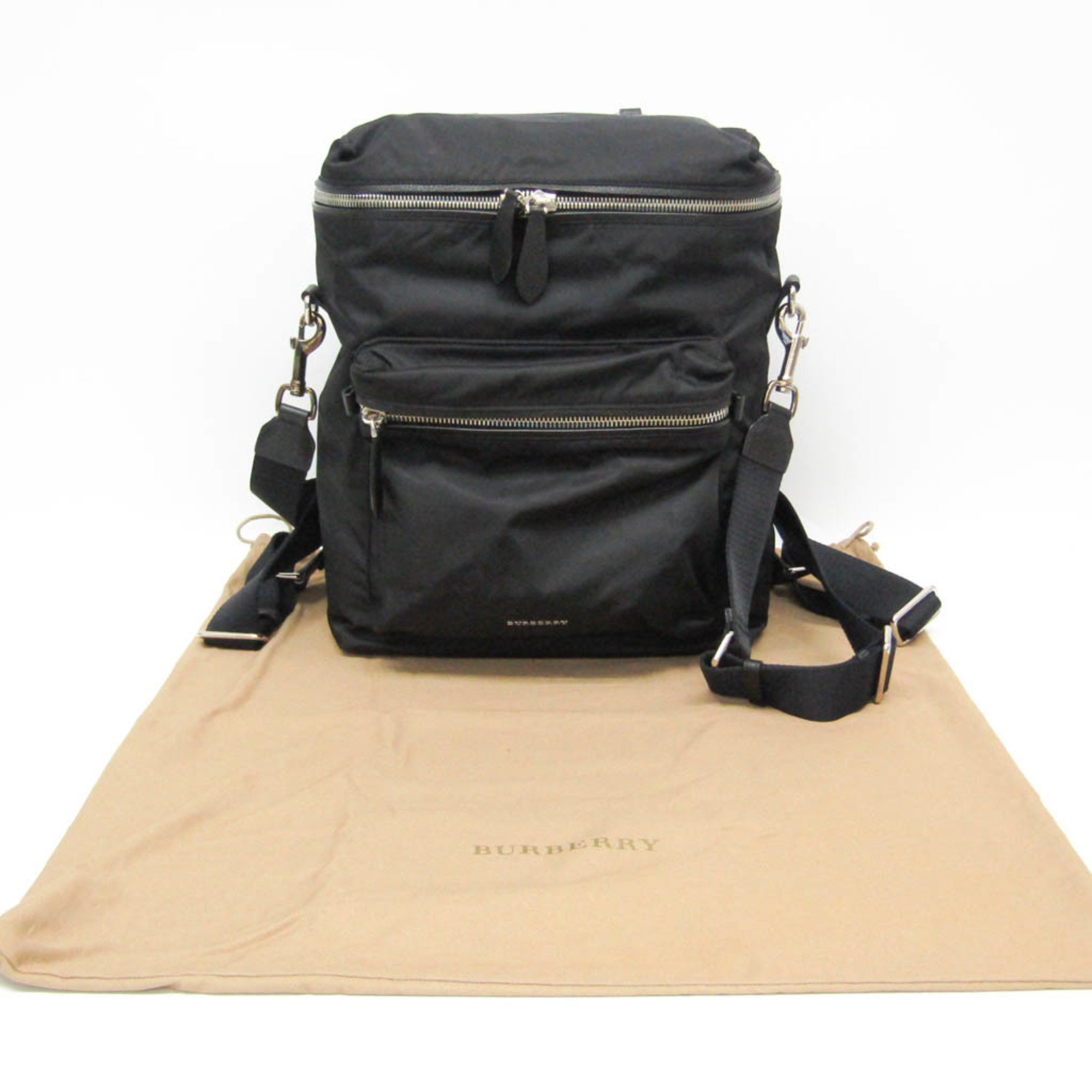 Burberry Logo 4064913 Men,Women Nylon,Leather Backpack Black